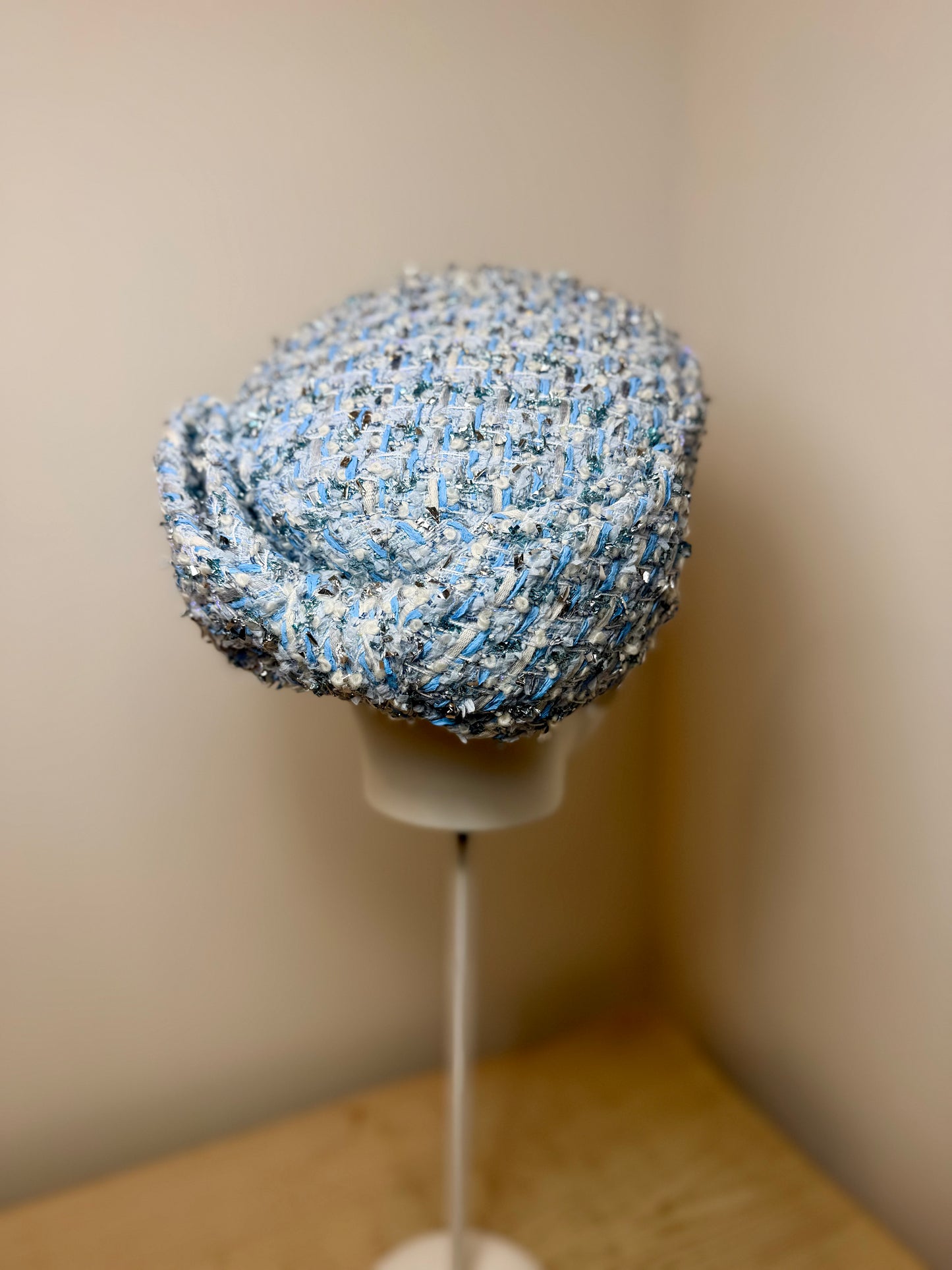 Sky Blue Tweed Pillbox