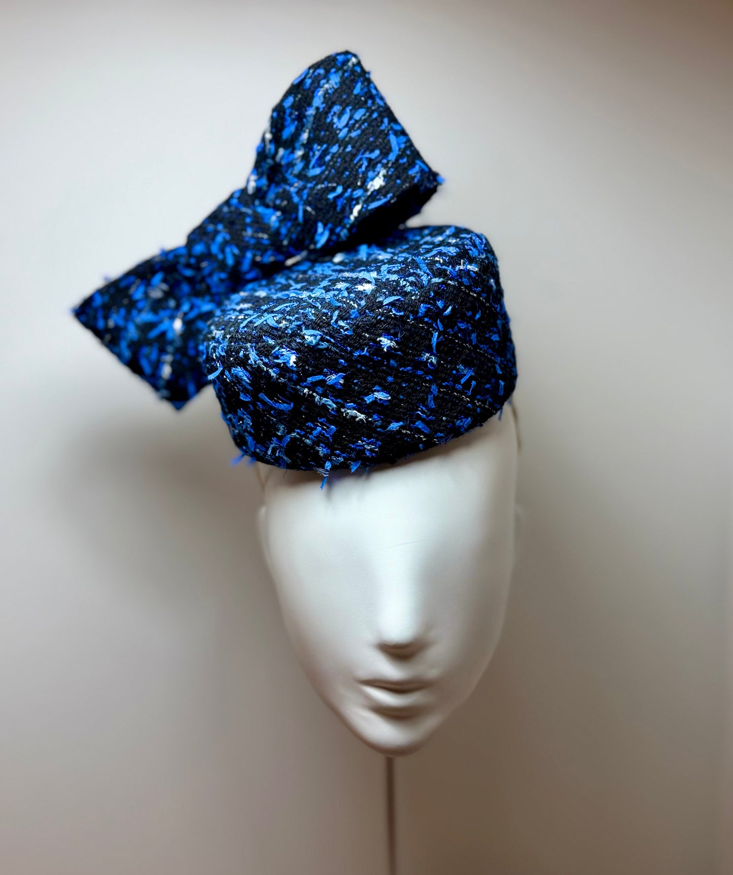 Midnight Saphire Tweed Pillbox