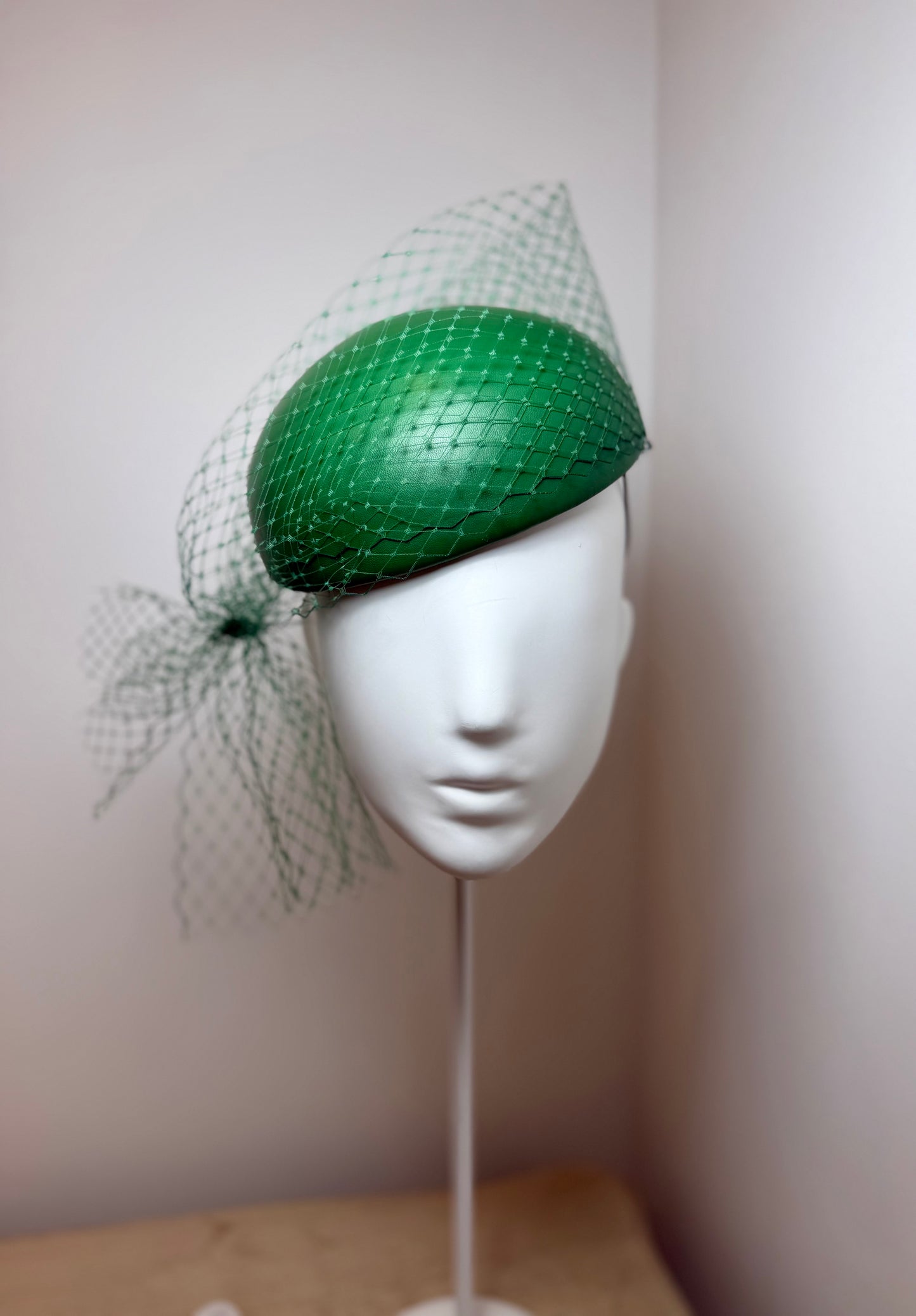 Emerald leather pillbox with