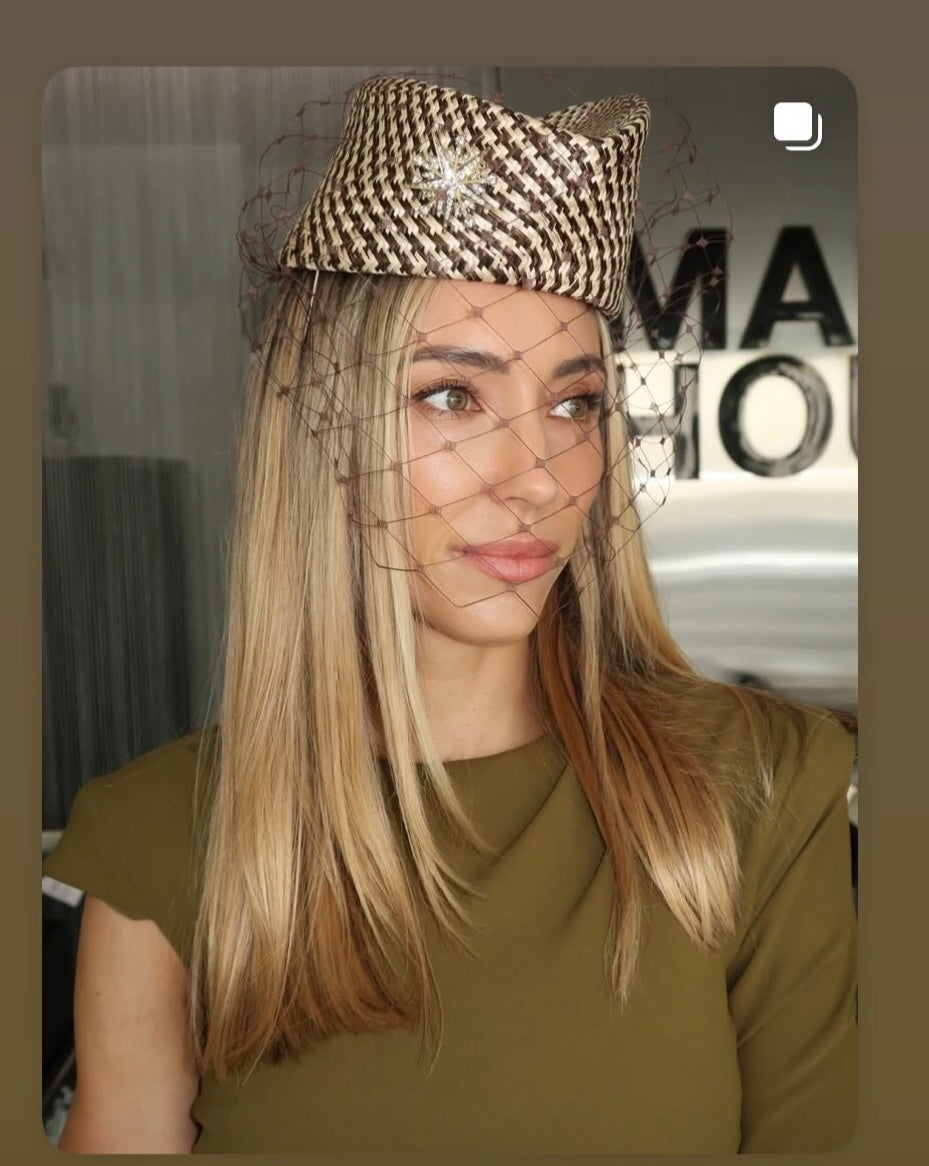 Golden Weave Crown with vintage straw