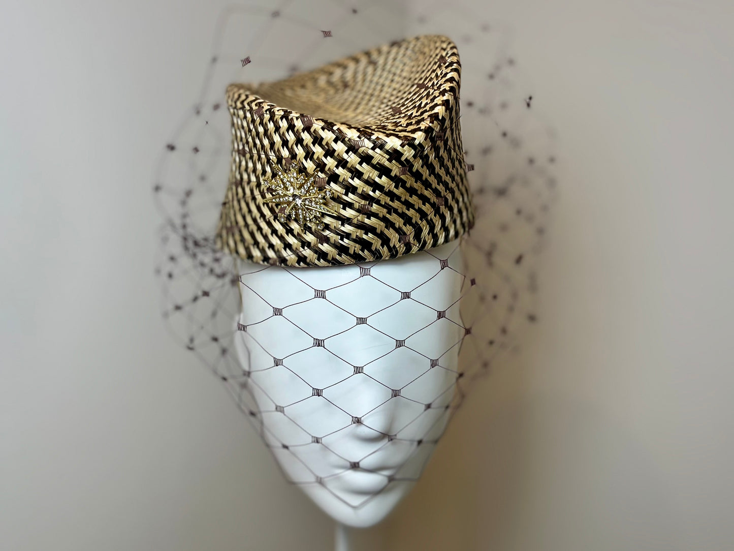 Golden Weave Crown with vintage straw
