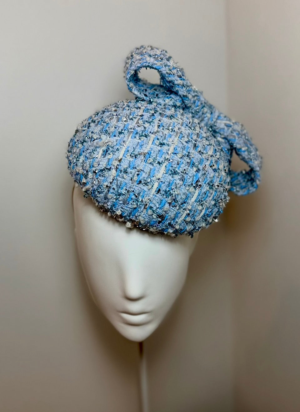 Sky Blue Tweed oversized Button
