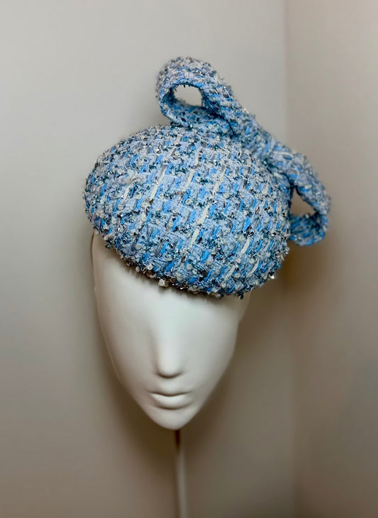 Sky Blue Tweed oversized Button