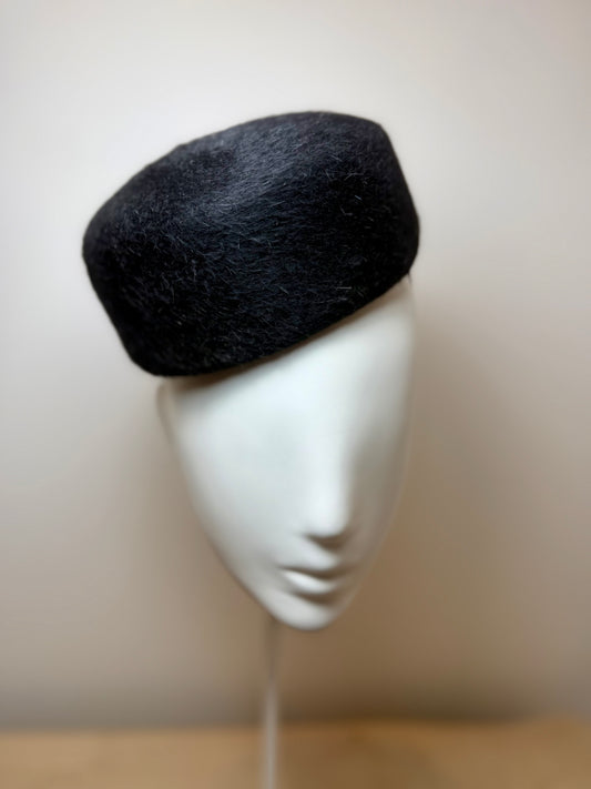 Classic Black Fur Felt Pillbox