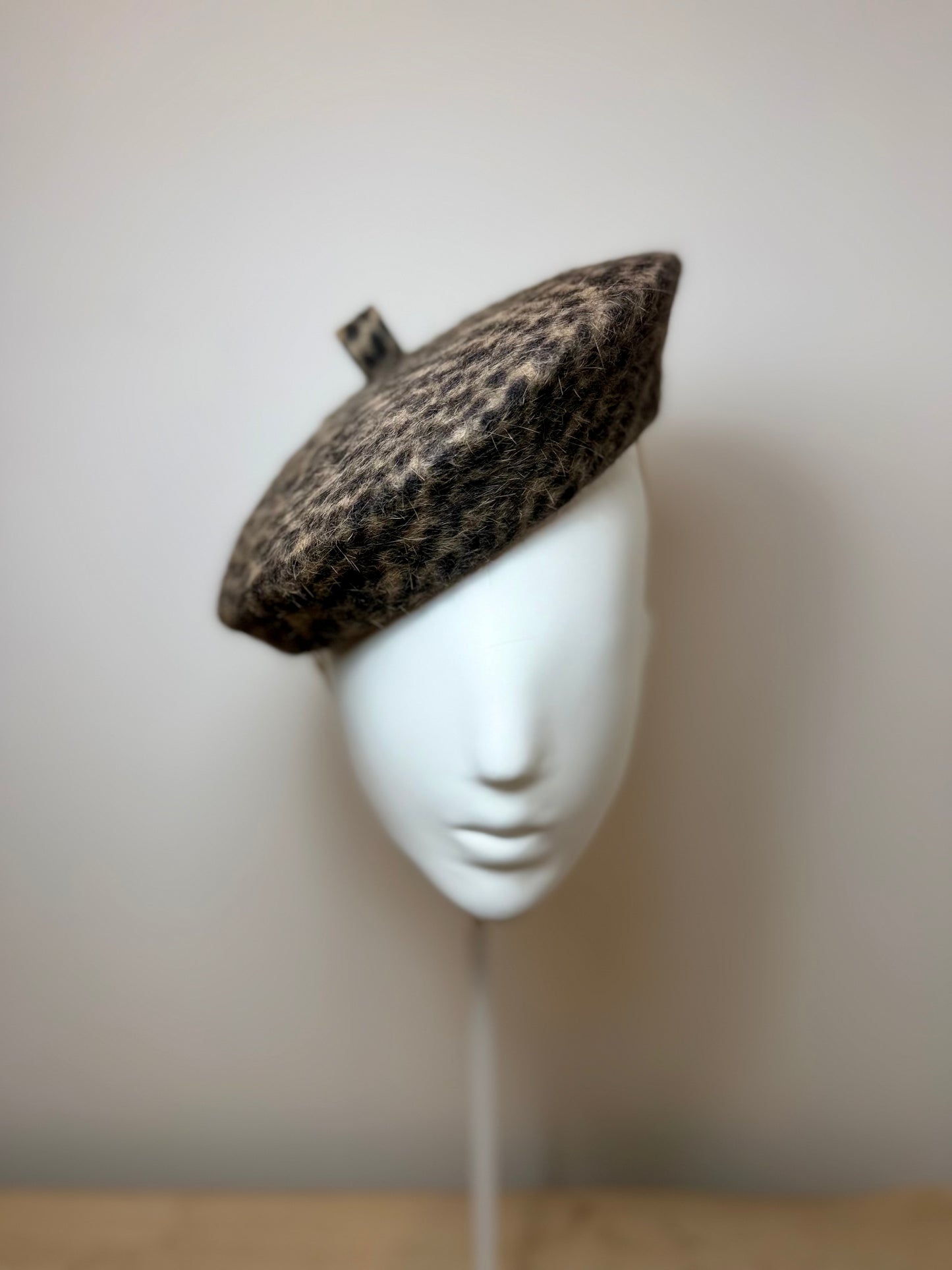 Leopard Fur felt beret