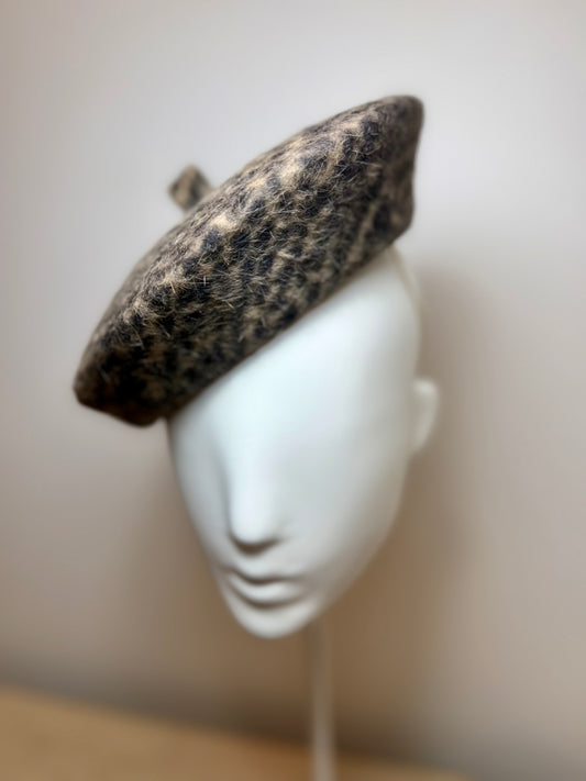 Leopard Fur felt beret